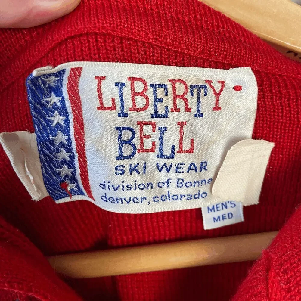 1960-70’S Vintage Liberty Bell Men's Wool Ski Wear Top Sweater SZ M